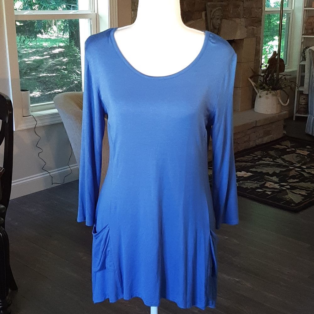 CATO Blue Quarter Sleeve Top with Pockets